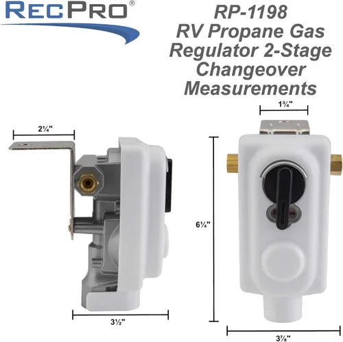 Miniatura 6 de Regulador de gas propano RecPro para RV de 2 etapas con cambio automático Conexión dual para tanque LP (sin arnés de coleta)