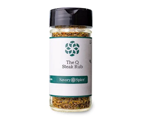 Savory Spice The Q Steak Rub - Condimento para carne para asar | Mezcla de especias de carne nueva mexicana (tarro medio - Neto: 2.1 onzas)