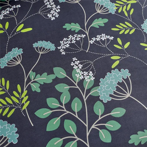 Miniatura 4 de Koudi Juego de funda de edredón floral botánica, tamaño individual, color azul marino, verde, ramas de plantas, reversible, juego de ropa de cama