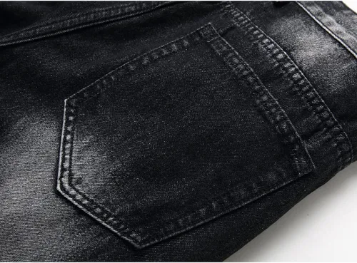 Miniatura 6 de Jeans rasgados para hombre, ajustados, ajuste regular, pierna cónica, desgastados, pantalones de mezclilla para hombre con agujero