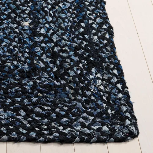 Miniatura 3 de SAFAVIEH Braided Collection - Alfombra de pasillo, 2 pies 3 pulgadas x 8 pies, color negro y azul, hecho a mano, reversible, ideal para dormitorio