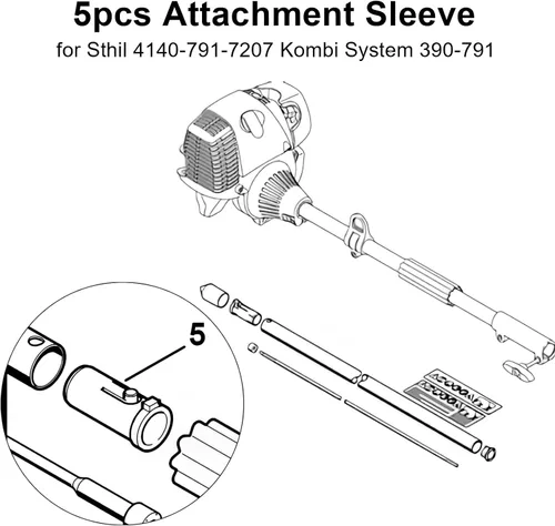 Miniatura 5 de deawater 4140-791-7207 41407917207 Funda de fijación, 5 unidades de repuesto de manguito de tubo de accionamiento compatible con Stihl Kombi System