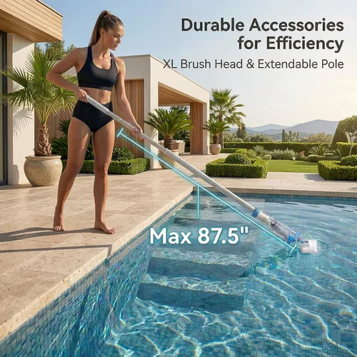 Miniatura 5 de Aspiradora de piscina para piscinas sobre el suelo y piscinas enterradas, actualización 2026 para motor, limpiador de mano recargable Consciot