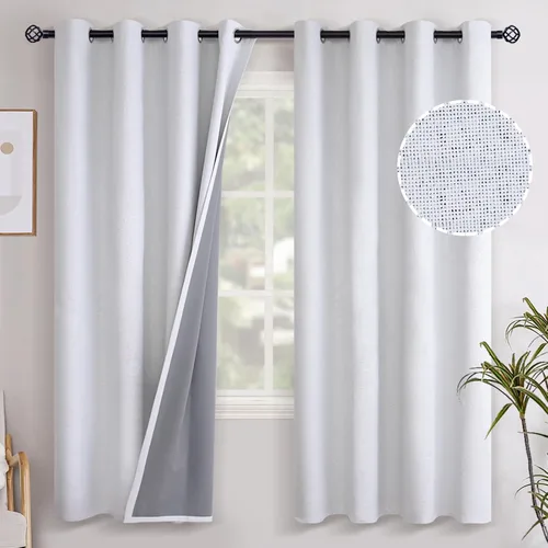 Miniatura 63 de YoungsTex - Cortinas opacas de lino para dormitorio, oscurecimiento de la habitación, cortinas con textura de lino, paneles con aislamiento térmico