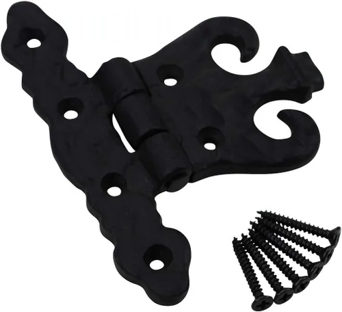 Miniatura 4 de Renovators Supply Manufacturing Paquete de 2 bisagras de puerta de gabinete con herrajes de 4.5 pulgadas, bisagra de hierro forjado negro resistente
