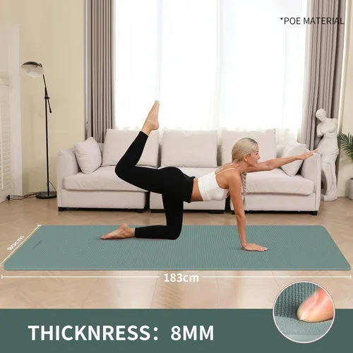 Miniatura 3 de Extra Wide & Thick 8mm Yoga Mat, 72"x31.5" Large Non Slip Exercise Mat, Premium POE Material for Superior Cushioning & Stability, with Strap for