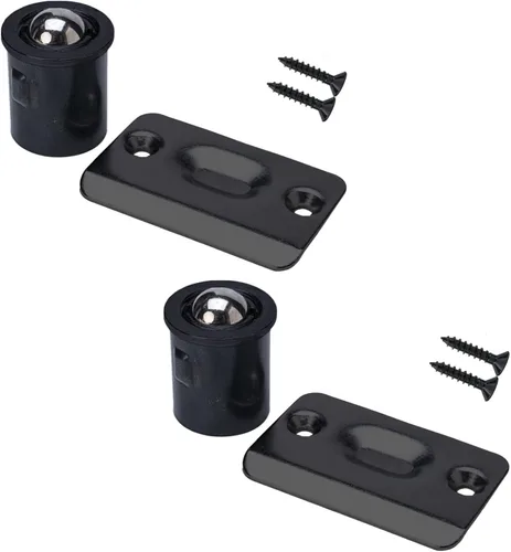 Pestillo de bola de puerta, accesorios para puertas interiores, 13/16 pulgadas x 1 pulgada, tensión de puerta ajustable (paquete de 2, Negro