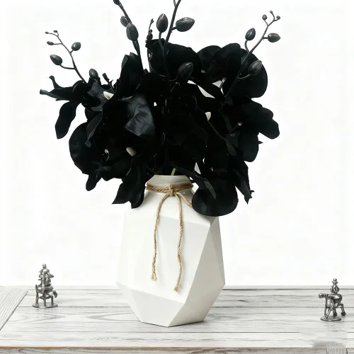 Miniatura 5 de Juego de 5 orquídeas artificiales artificiales de tacto real, orquídea de mariposa, orquídea bailarina de seda para boda, hogar, centro de mesa Negro