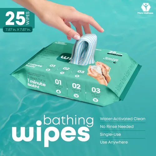 Miniatura 2 de Toallitas de baño sin enjuague - Solo agrega agua - Paquete de 25 - Esponjas de baño desechables sin enjuague para adultos - Original Latherz