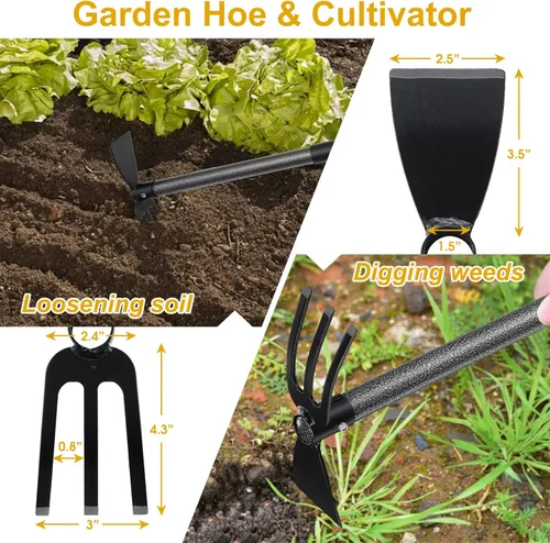 Miniatura 2 de Azada y Cultivador - Mango Largo de 45" - Azada de Jardín de Servicio Pesado, Azada de Pie, Herramientas de Jardín Duraderas, Azada de Cultivador