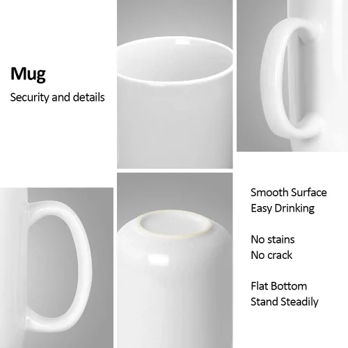 Miniatura 3 de harebe Taza de café grande de 20 onzas, taza de té de cerámica lisa para oficina y hogar, gran capacidad con asa, color blanco