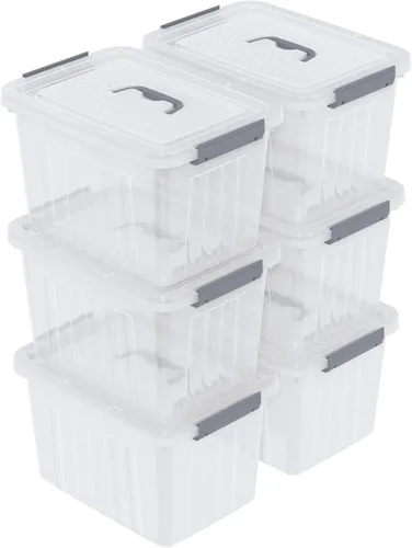 Miniatura 13 de Caja de almacenamiento transparente pequeña de 3.5 cuartos de galón con asa, pequeños contenedores de plástico con tapas, 6 paquetes