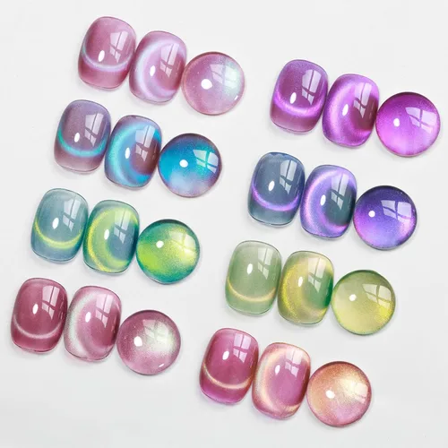 Miniatura 22 de MIZHSE Esmalte de uñas de gel de ojo de gato de 8 colores, juego de esmaltes de gel magnético con purpurina con barra magnética, holográfico Gel