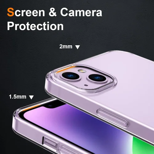 Miniatura 4 de Funda transparente para iPhone 14 Plus. Fundas protectoras de silicona TPU de plástico transparente para iPhone 14 Plus [agarre delgado y cómodo]