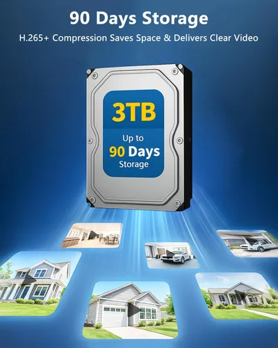 Miniatura 3 de 【Almacenamiento de 90 días y 4K Ultra HD】 Sistema de cámara de seguridad con cable, cámaras de seguridad POE para exteriores, sistema de cámara IP