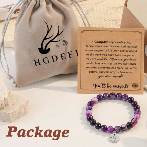 Miniatura 12 de HGDEER Pulsera de jubilación de piedra natural para mujeres/hombres 2024, regalos de despedida de despedida, regalo de San Valentín para compañeros