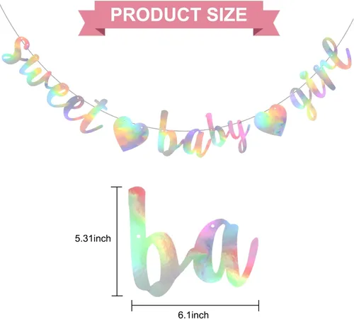 Miniatura 3 de BEISHIDA Cartel de bebé con purpurina, sin bricolaje, cartel pre-encordado para fiesta de género de bebé para niñas, decoraciones de ducha de niñas