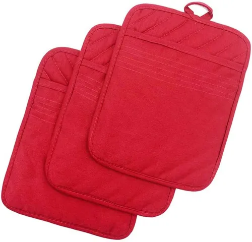 Miniatura 11 de Anyi Soportes para ollas resistentes al calor, almohadillas calientes de algodón para mostrador y mesa, color verde con bolsillo