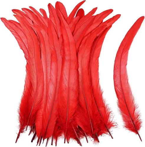 Miniatura 10 de iHUFeather Plumas de cola de gallo naturales, 50 plumas de cola de gallo de 10 a 12 pulgadas de largo, a granel para manualidades, disfraces