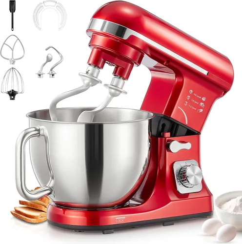 Batidora con pedestal Fohere, con doble gancho para masa, látigo de alambre y batidora, batidora eléctrica de cocina con soporte, 5.5QT, mezclador