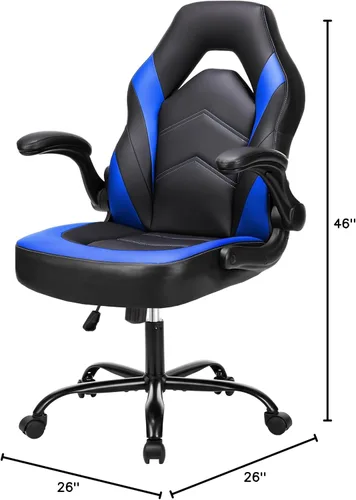 Miniatura 2 de NEWBULIG Silla de escritorio para juegos de computadora, soporte lumbar ergonómico grande con reposabrazos abatibles y ruedas giratorias de 360°