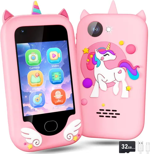 Miniatura 7 de Teléfono inteligente para niños, pantalla táctil, teléfono celular de doble cámara para niños, regalos de cumpleaños, dinosaurio para niños de 3 a