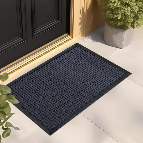 Miniatura 48 de Mibao Tapete para puerta delantera, resistente y duradero, tapete de bienvenida para interiores y exteriores, atrapador de suciedad, impermeable