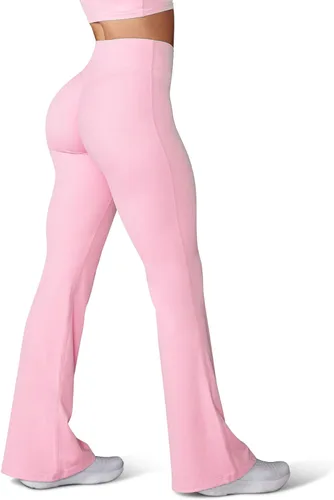 Miniatura 75 de HEGALY Pantalones de yoga acampanados para mujer, leggings cruzados, suaves, de cintura alta, pantalones casuales de entrenamiento con corte de bota