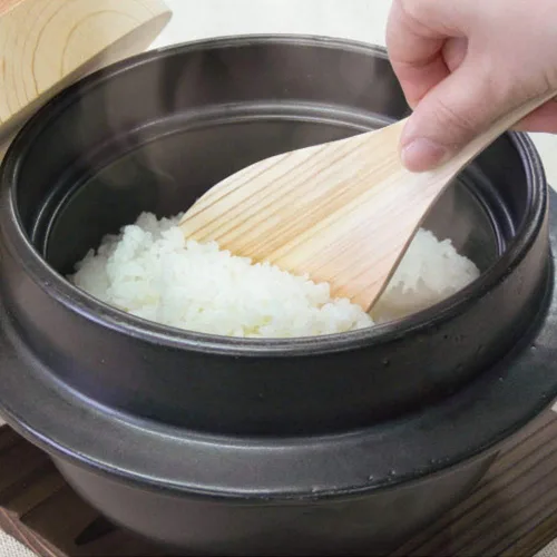 Miniatura 2 de Japanese Rice Cooker Donabe Clay Pot Set, 3 Go (3 Cups), Includes Hinoki Rice Scoop