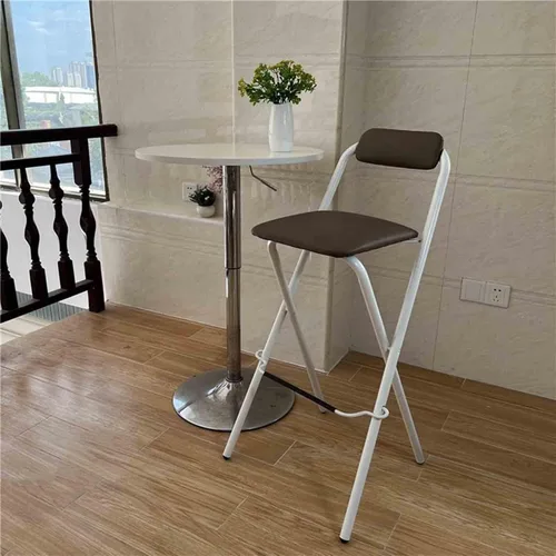 Miniatura 8 de Silla de bar plegable de 26 pulgadas, 28 pulgadas, 30 pulgadas, taburete de bar plegable con respaldo, taburete de bar de desayuno con placa