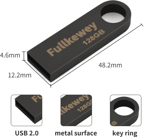 Miniatura 4 de Unidad flash 16G/32G/64G/128G, elegante metal USB 2.0, unidad compacta impermeable de metal, unidad de pulgar, memoria de alta velocidad