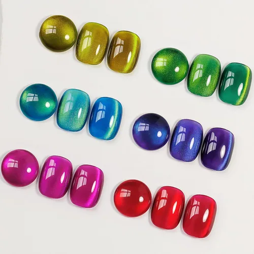 Miniatura 15 de MIZHSE Esmalte de uñas de gel de ojo de gato de 8 colores, juego de esmaltes de gel magnético con purpurina con barra magnética, holográfico Gel