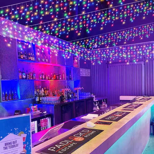 Miniatura 6 de Luces de carámbano para exteriores, 16.5 pies, 200 luces LED de Navidad para exteriores, impermeables, 8 modos de enchufe, cortina de luz conectable