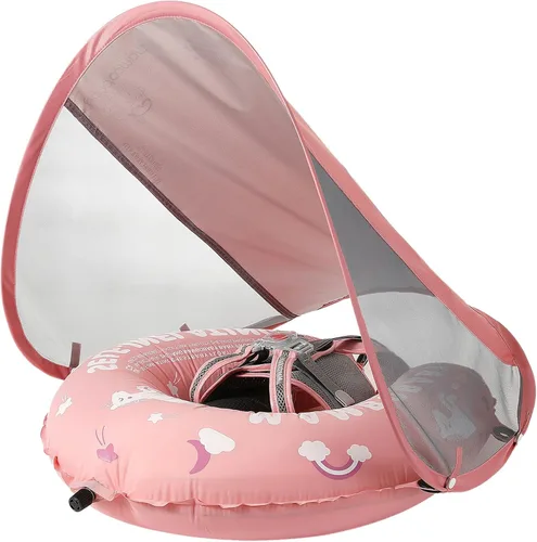 Mambobaby Float Flotador de Piscina para Bebé Autoinflable con Toldo Flotador de Piscina Natación Comprimible Flotador Suave Sólido para Bebé