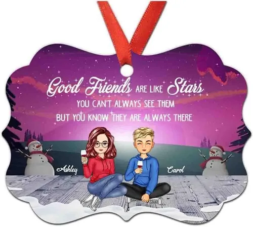 Miniatura 13 de Adorno personalizado con texto en inglés «Best Friend are Hard to Find Because The Very Best is Already Mine», adorno de Navidad personalizado 2023