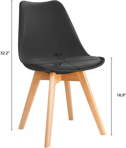 Miniatura 3 de Furniwell Sillas de comedor DSW modernas de mediados de siglo, sillas de cocina laterales tapizadas con patas de madera y cojín acolchado suave