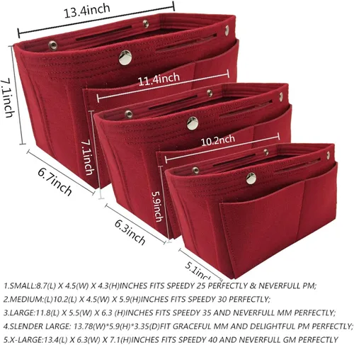 Miniatura 5 de LEXSION Organizador de bolso de fieltro, organizador de bolsa de bolsillo múltiple en bolsa organizadora Shaper
