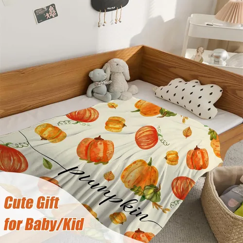 Miniatura 6 de YeeJu Manta decorativa de otoño para niños, manta pequeña de Acción de Gracias con calabazas de otoño para niños y niñas, cama de bebé, sofá, suave