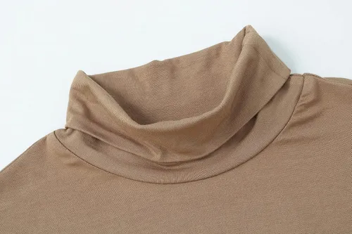 Miniatura 4 de Paquete de 2 camisetas de manga larga con cuello alto para mujer, básica, elástica, cómoda, cuello alto
