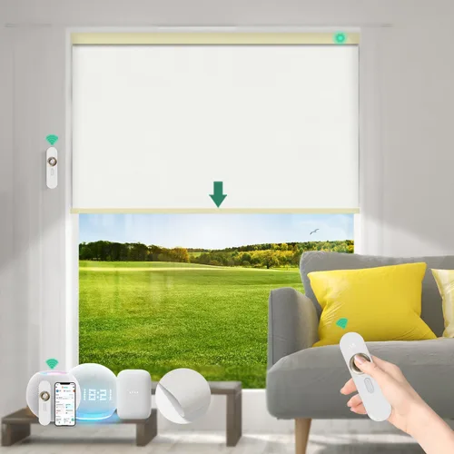 Miniatura 17 de Persianas motorizadas con control remoto [motor 100% opacas y silencioso] Persianas inteligentes compatibles con Alexa Google HomeKit, persianas