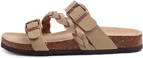 Miniatura 3 de KIDMI Sandalias con plantilla de corcho para mujer con soporte de arco, cómodas sandalias deslizantes con hebilla ajustable para el verano