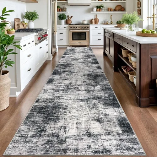 Miniatura 663 de IOHOUZE Alfombra abstracta lavable de 3 x 12 pies para pasillos, antideslizante para cocina, camino de entrada de lana sintética para interiores