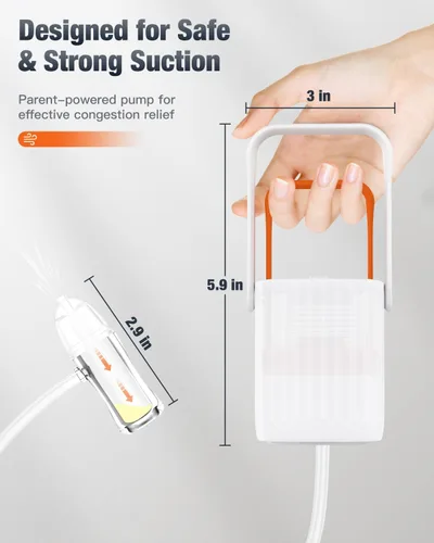 Miniatura 5 de Aspirador nasal para bebés con succión sin boca con bomba de mano No-mouth suction nasal aspirator with soft silicone tips, clear mucus chamber
