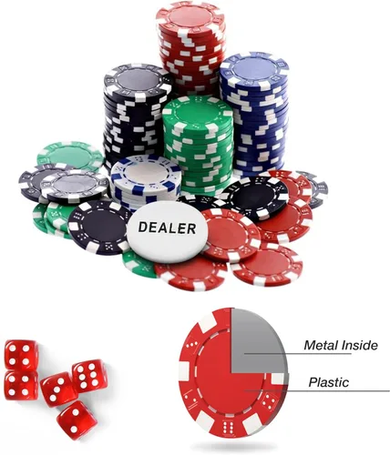 Miniatura 7 de Juego de fichas de póquer, 300 fichas de póquer con estuche de transporte para Texas Holdem Blackjack Gambling