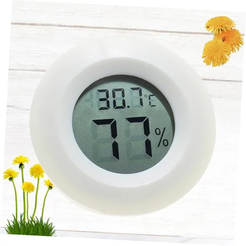 Miniatura 4 de Termómetro digital de temperatura y humedad, higrómetro para oficina en casa y mascotas, forma redonda pequeña, fácil de montar, pantalla Celsius