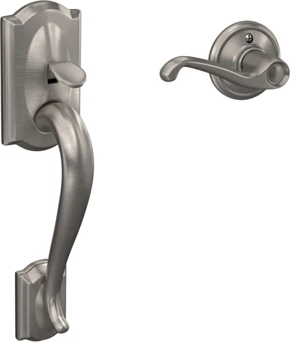 Miniatura 7 de Schlage FE285 CAM 619 FLA CAM LH - Juego de manijas para puerta de entrada con manija Flair y tirador exterior con agarre por la parte de abajo