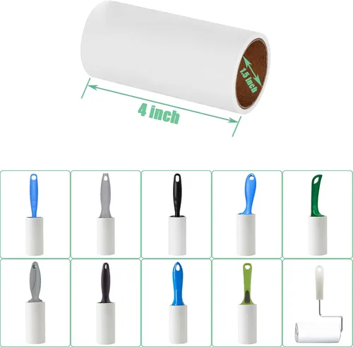 Miniatura 2 de Recambios de rodillo de pelusa de 4 pulgadas, 10 rollos en total, 600 hojas de repuesto extra adhesivas para quitar pelusas, compatibles