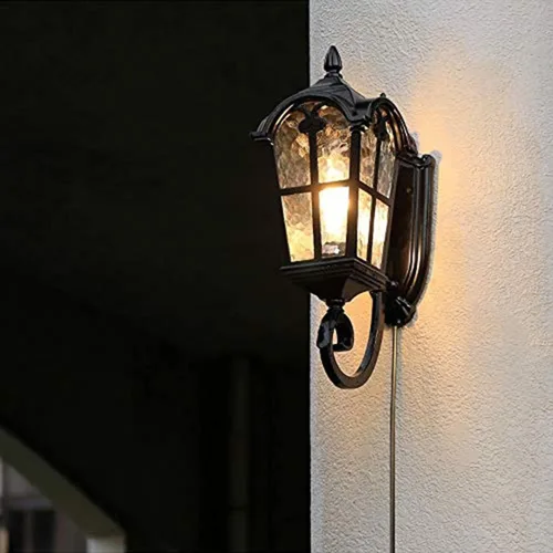 Miniatura 4 de Kiven Lámpara de pared para interiores y exteriores, color negro, romana, de 17.71 pulgadas de alto, impermeable, para patio y porche, lámpara