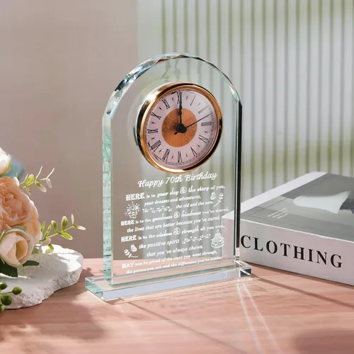 Miniatura 6 de Movdyka Regalos de 70 cumpleaños para mujeres y hombres – Reloj de cristal personalizado 1956 70 años de edad regalo para ella él – Ideas de regalos