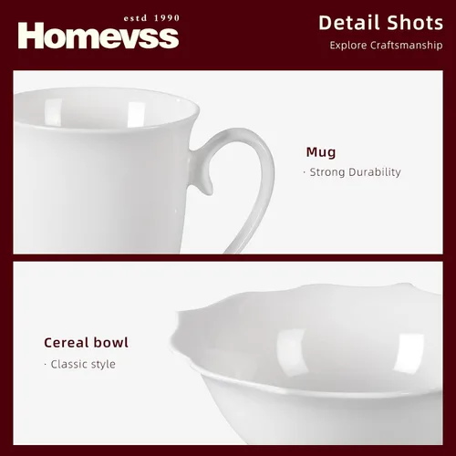 Miniatura 6 de HomeVss, nuevo juego de vajilla de porcelana de hueso, diseño de loto en relieve, juego de 20 piezas